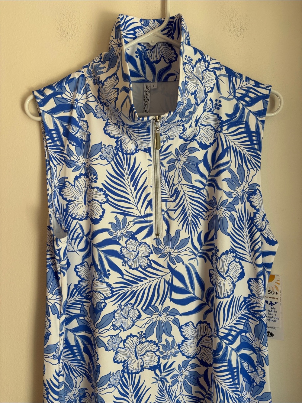 Lulu-B Zipper SWING DRESS UPF50+ SUMMER BREEZE BLUE womens XL tropical beach NWT - Picture 4 of 13